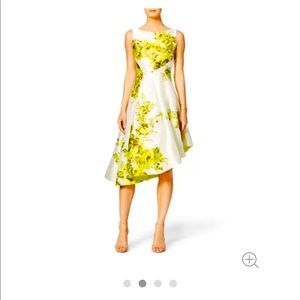 Designer Lela Rose Asymmetrical Sliding Floral Dress Size 10